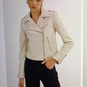 NWT La marque Donna Gold Iconic Leather Biker Jacket
